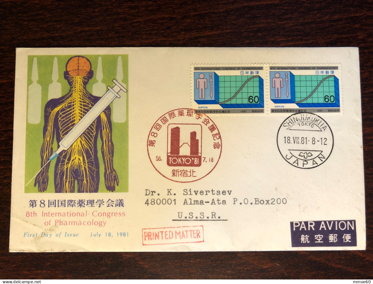 JAPAN FDC COVER 1981 YEAR PHARMACOLOGY PHARMACEUTICAL PHARMACY HEALTH MEDICINE STAMPS - FDC