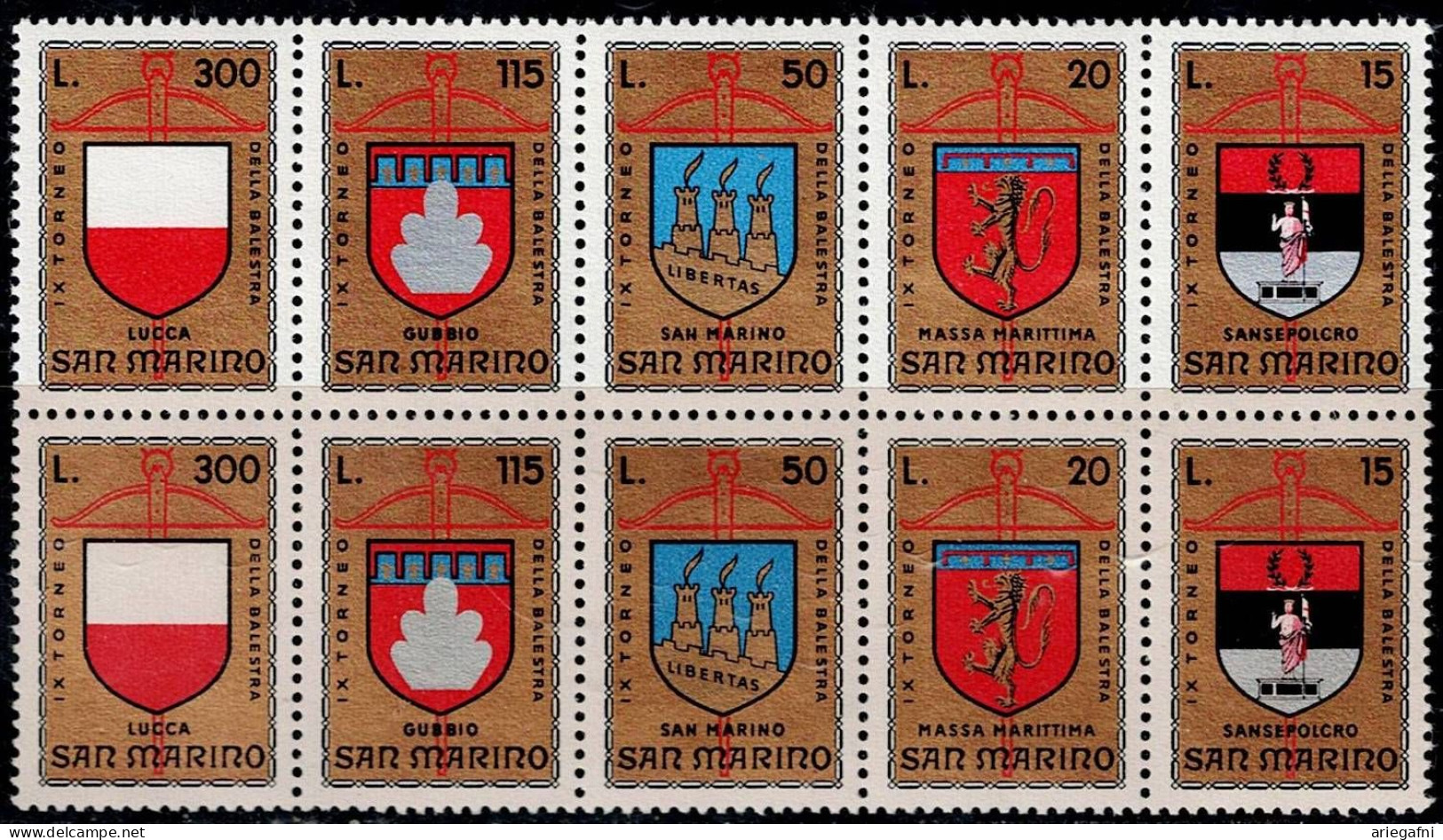 SAN MARINO 1974 CROSSBOW TOURNAMENT SET OF PAIR MI No 1070-4 MNH VF!! - Unused Stamps