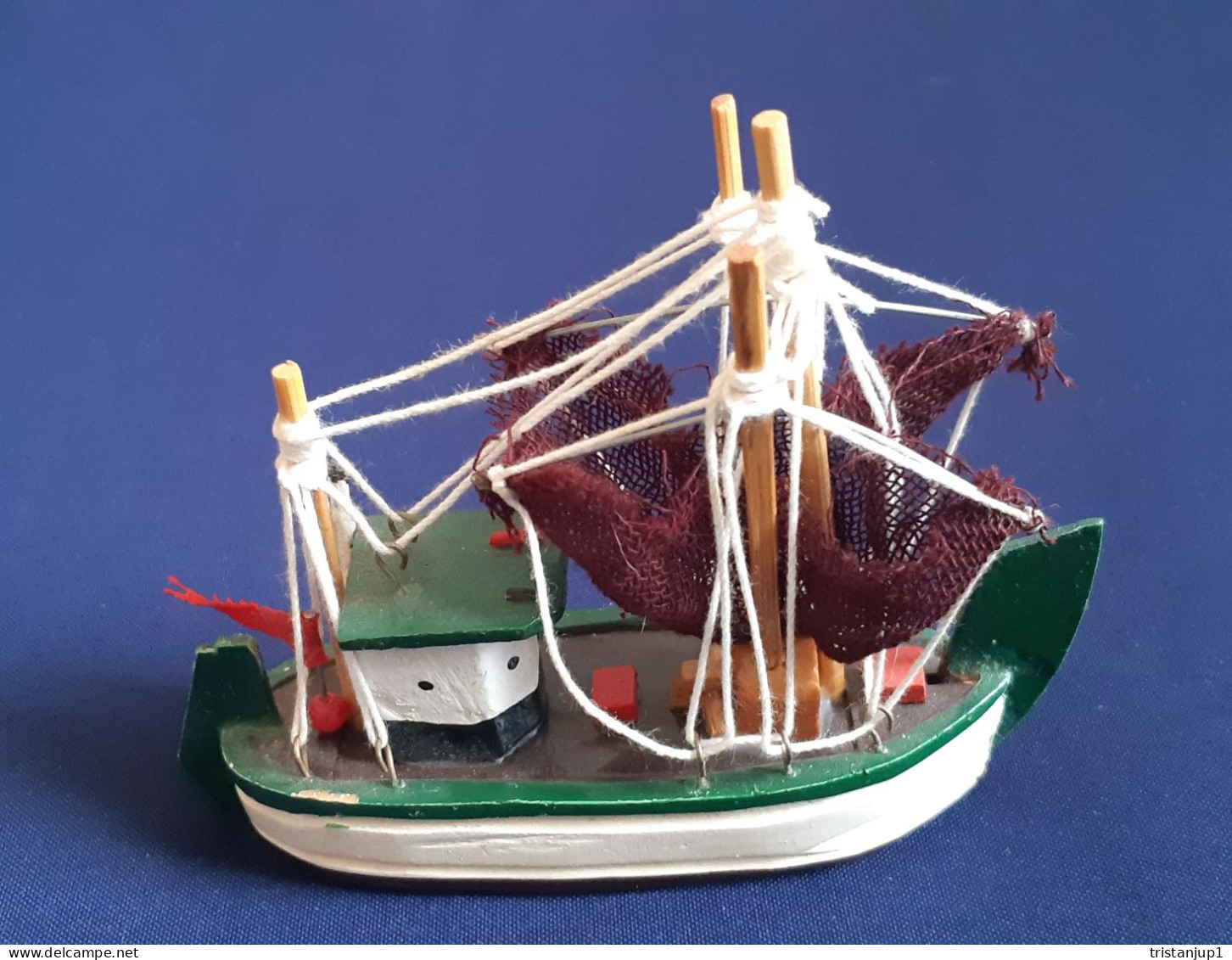 Maquette Bateau Chalutier Miniature Bois Ancien Vintage - Otros & Sin Clasificación