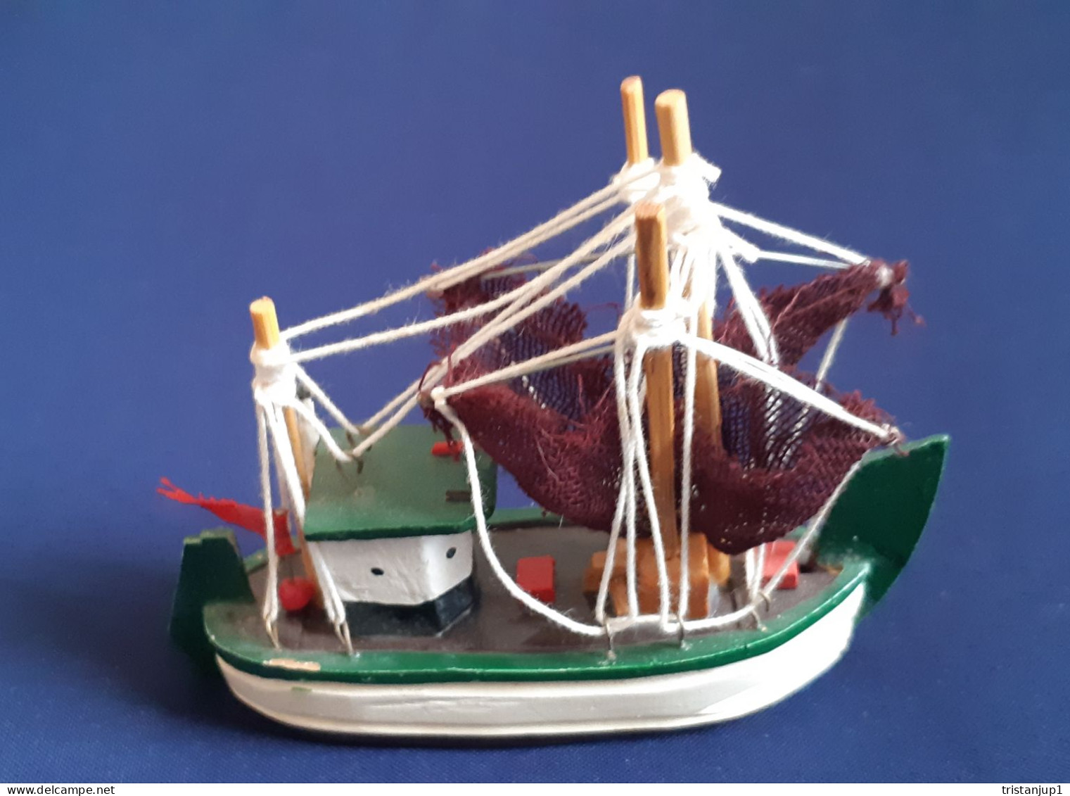 Maquette Bateau Chalutier Miniature Bois Ancien Vintage - Sonstige & Ohne Zuordnung