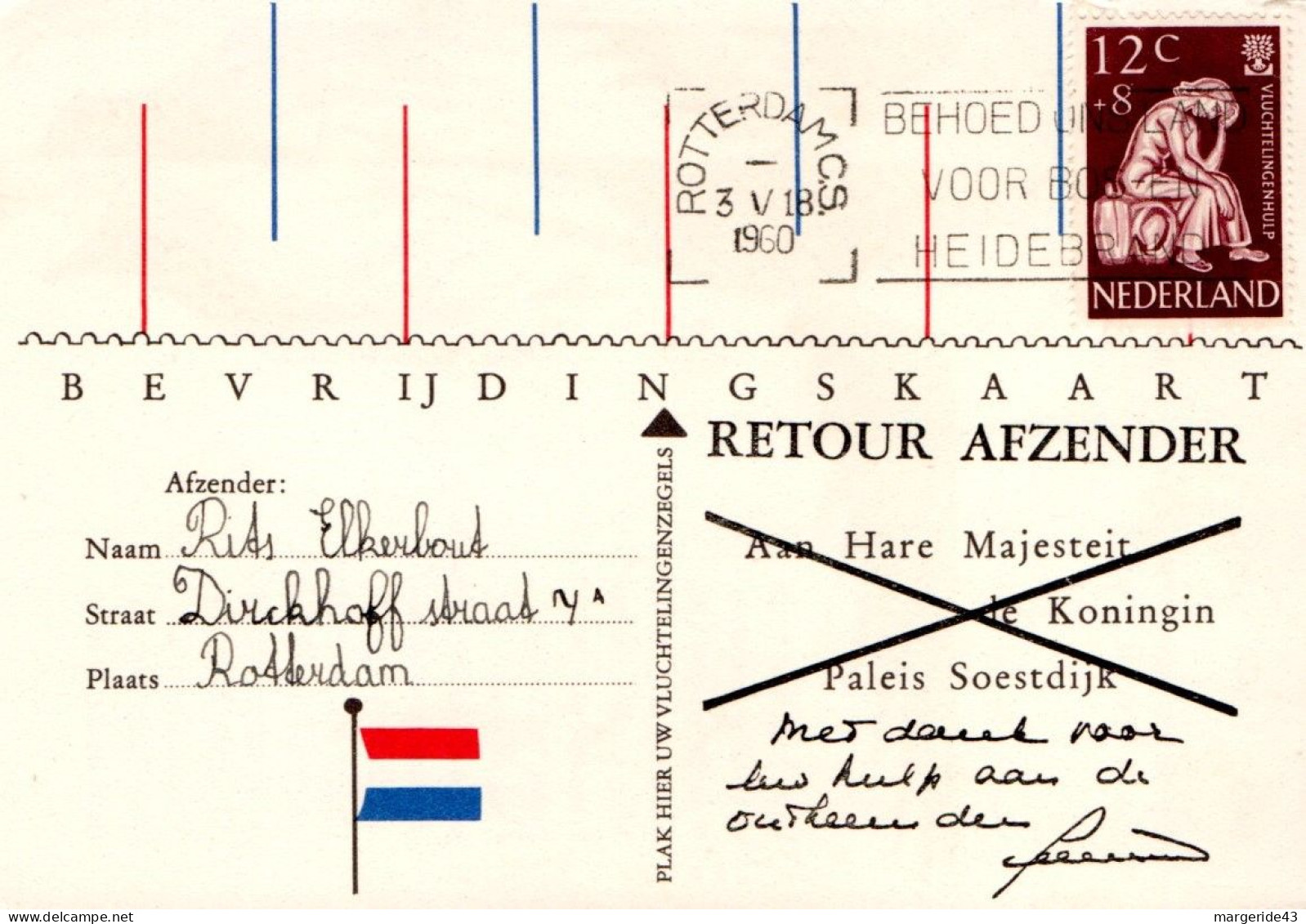 PAYS BAS CARTE 1960 - Briefe U. Dokumente