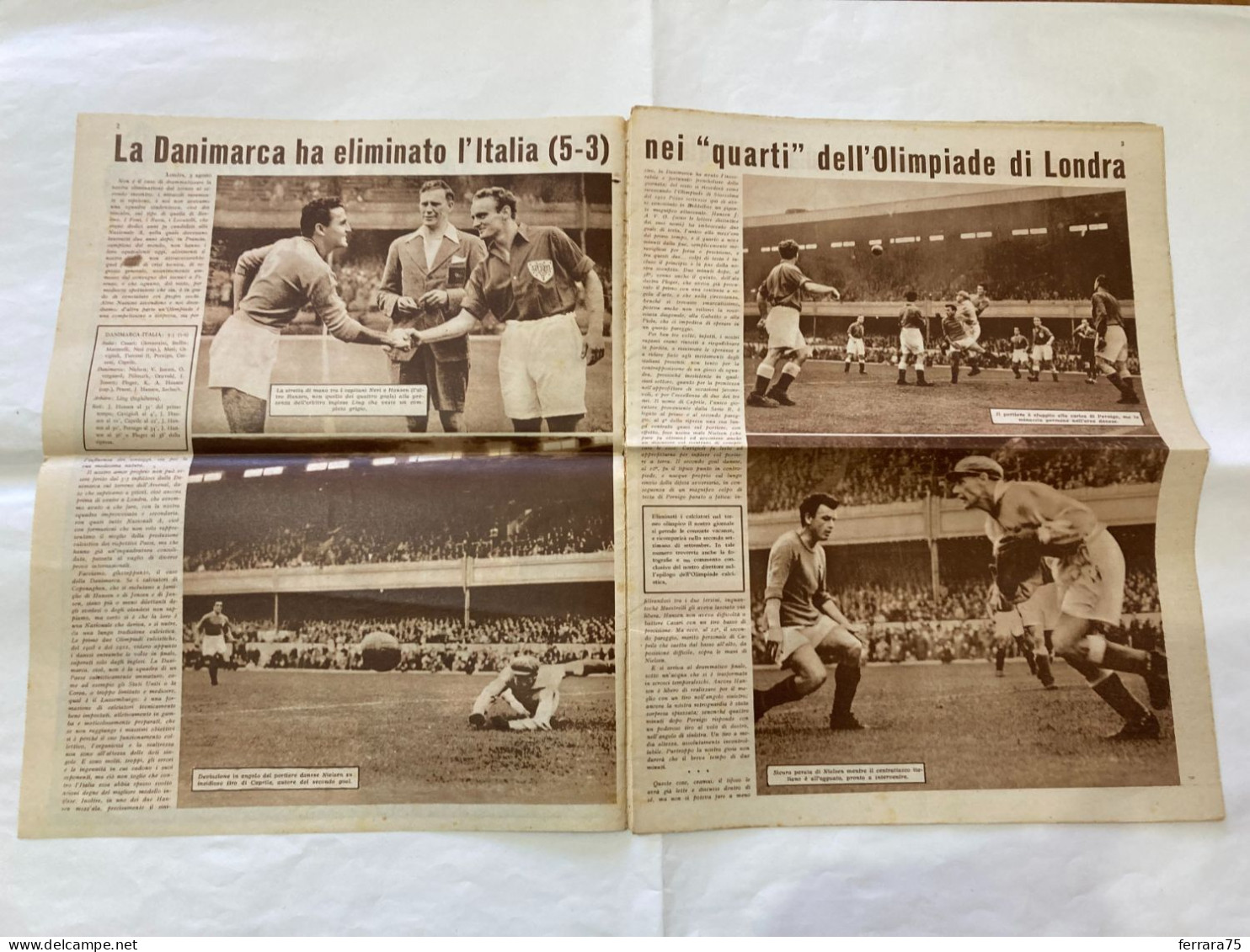 IL CALCIO ILLUSTRATO LA NAZIONALE- ITALIA-DANIMARCA-OLIMPIADI N.34 1948. - Sports