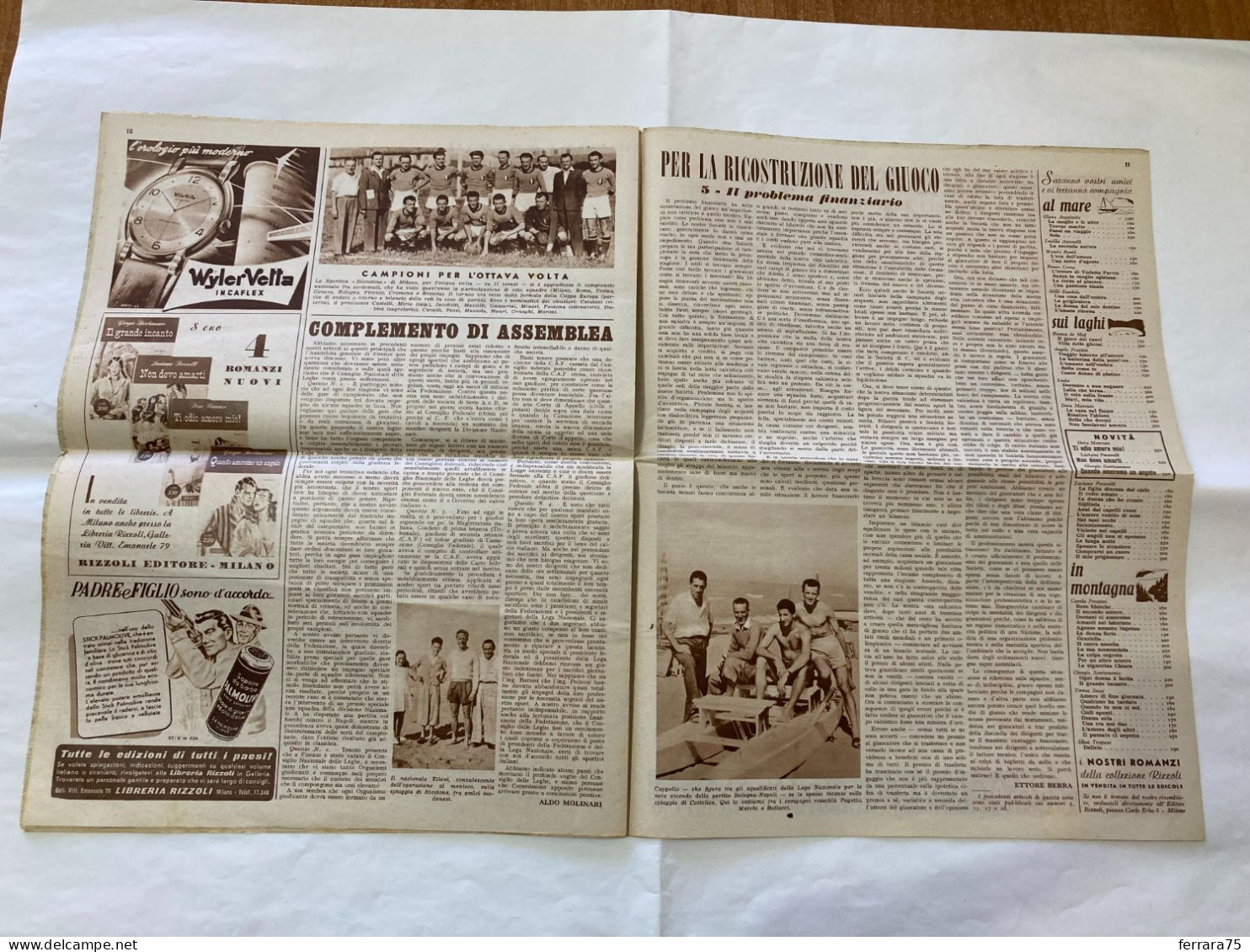 IL CALCIO ILLUSTRATO LA NAZIONALE- ITALIA-DANIMARCA-OLIMPIADI N.34 1948.