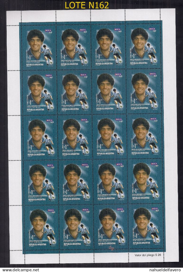 ARGENTINE 2002 COURRIER PRIVÉ OCA DIEGO MARADONA EN PLANCHE COMPLÈTE - Unused Stamps