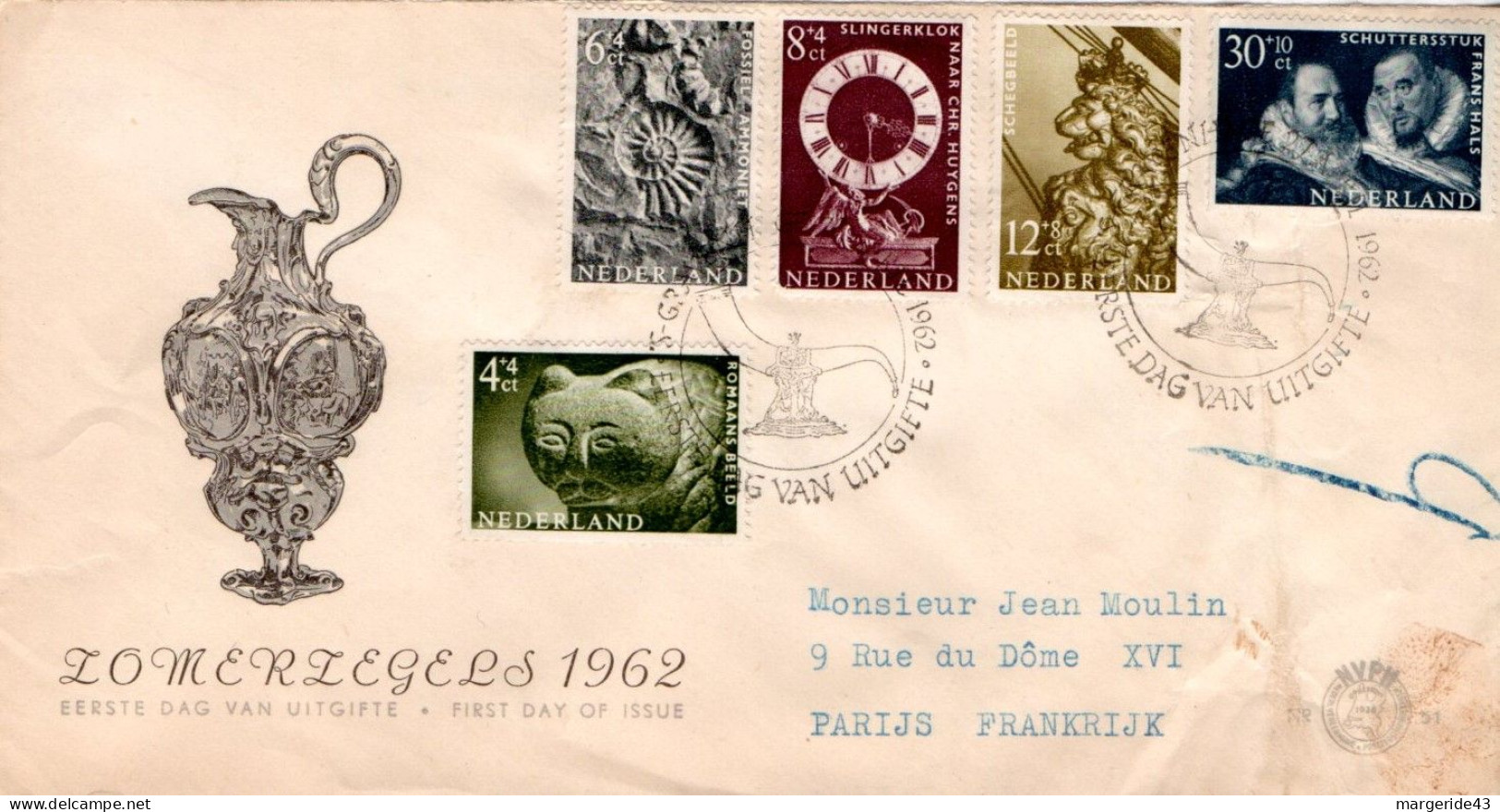 PAYS BAS LETTRE FDC POUR LA FRANCE 1962 - Covers & Documents