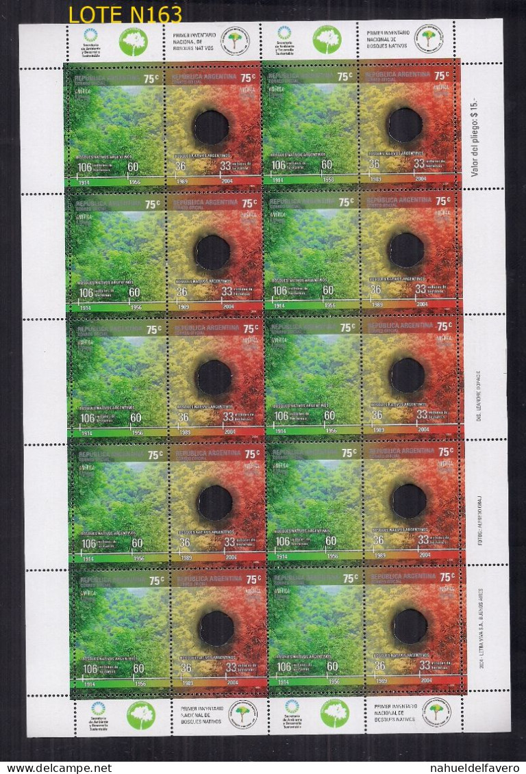 ARGENTINE 2004 GJ 3350/1 PLAQUE COMPLÈTE DE PROTECTION DE L'ENVIRONNEMENT UPAEP - Unused Stamps