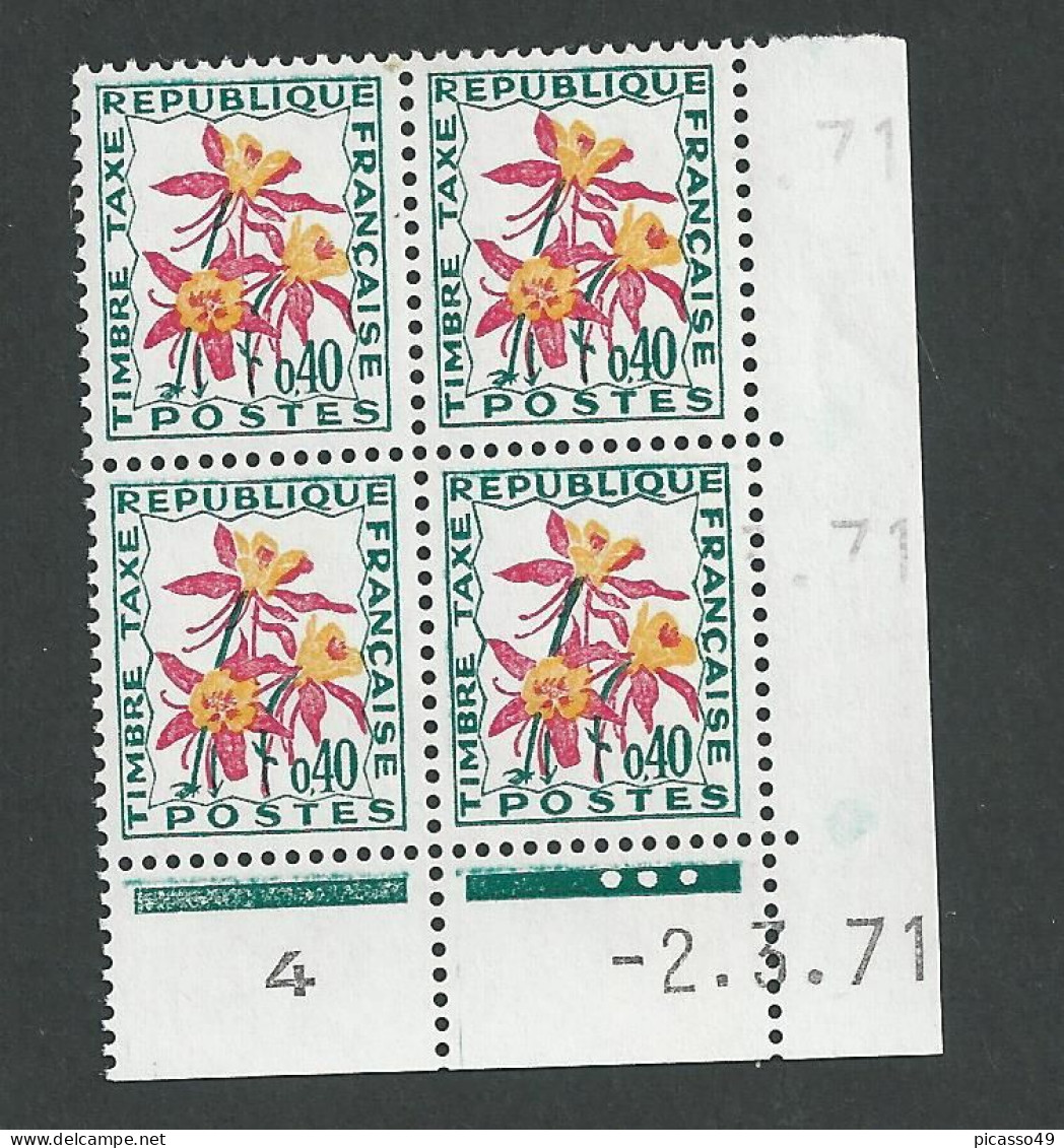 Taxe N° 100 40c Coin Daté Du 2 3 1971 - Portomarken
