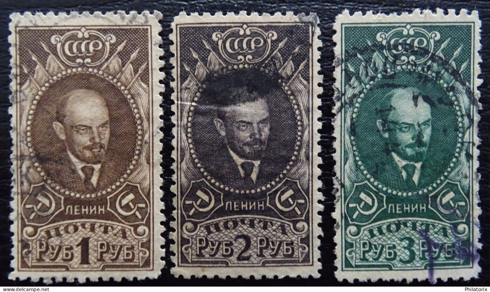 Sowjetunion Mi 308-310 A , Sc 342-344 , Freimarke: Lenin , Gestempelt - Usados