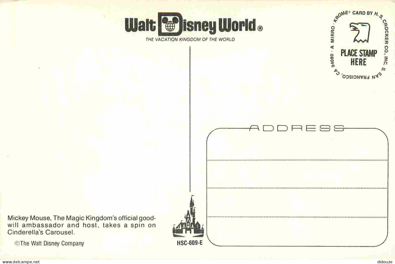 Parc D'Attractions - Walt Disney World - Mickey Mouse - Cinderella's Carousel - Manège - CPM - Carte Neuve - Voir Scans  - Disneyworld