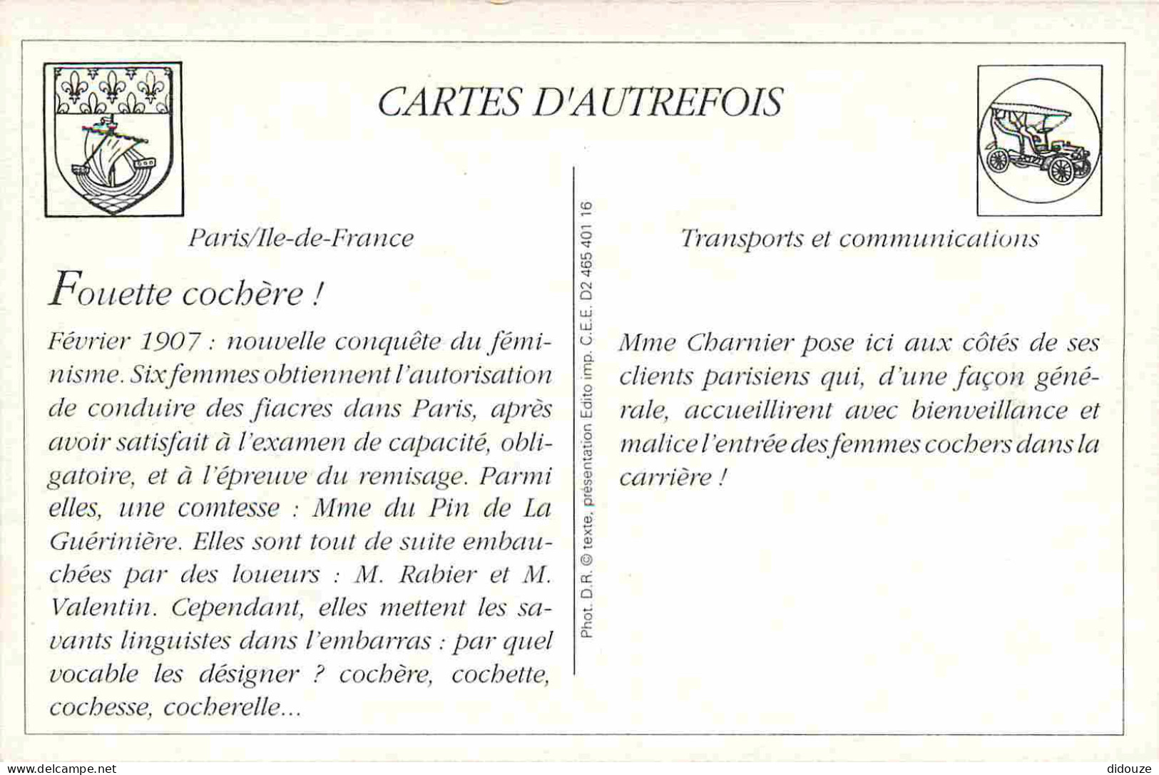 Reproduction CPA - 75 Paris - Paris Moderne - Les Femmes Cochers - CPM Format CPA - Voir Scans Recto-Verso - Ohne Zuordnung