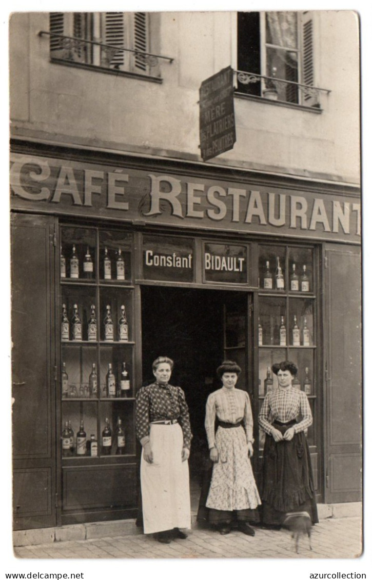 Café-restaurant. Maison Constant Bidault. Carte Photo Animée Non Située - Cafes