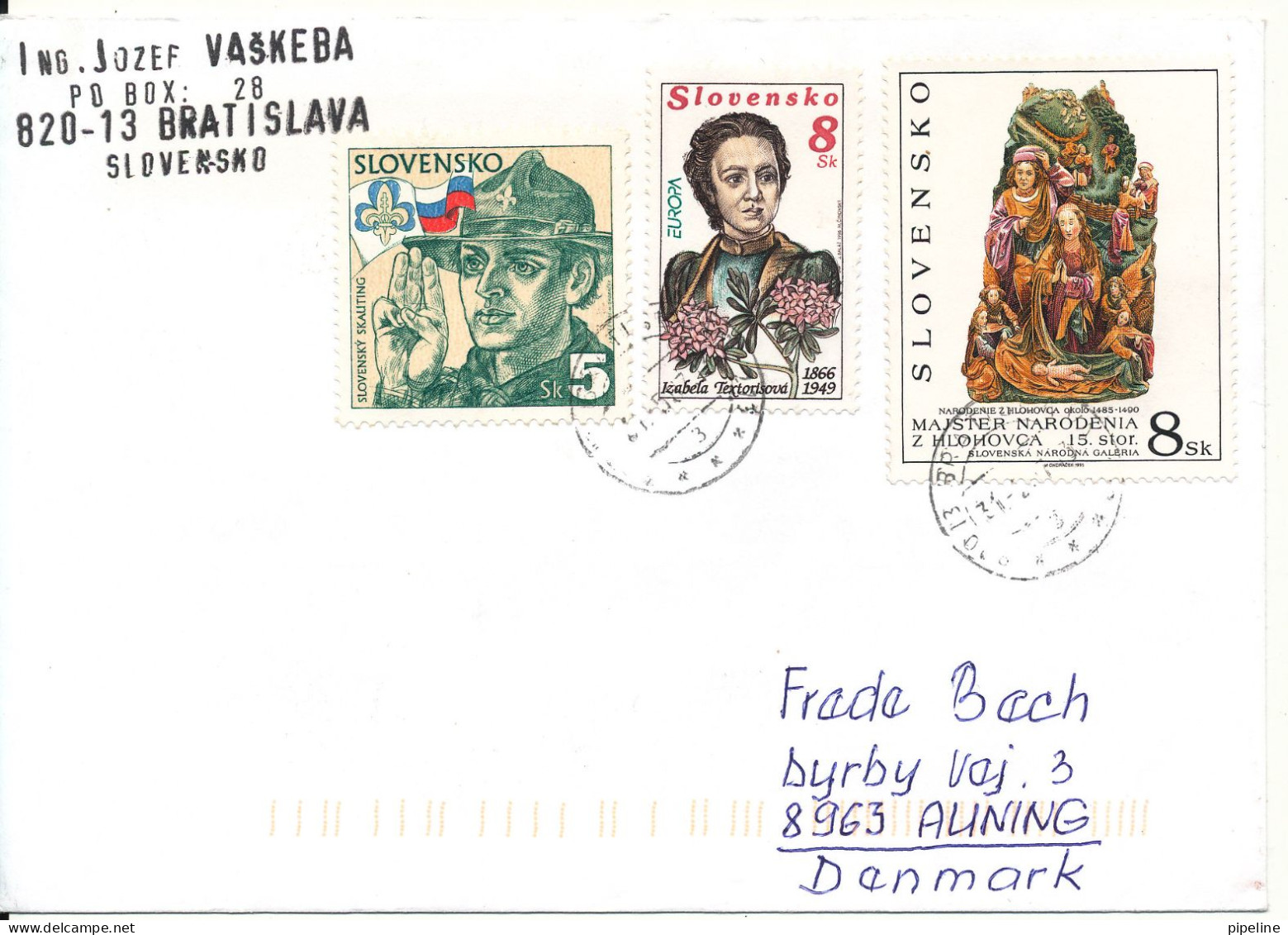Slovakia Cover Sent To Denmark 31-5-1997 Topic Stamps - Lettres & Documents
