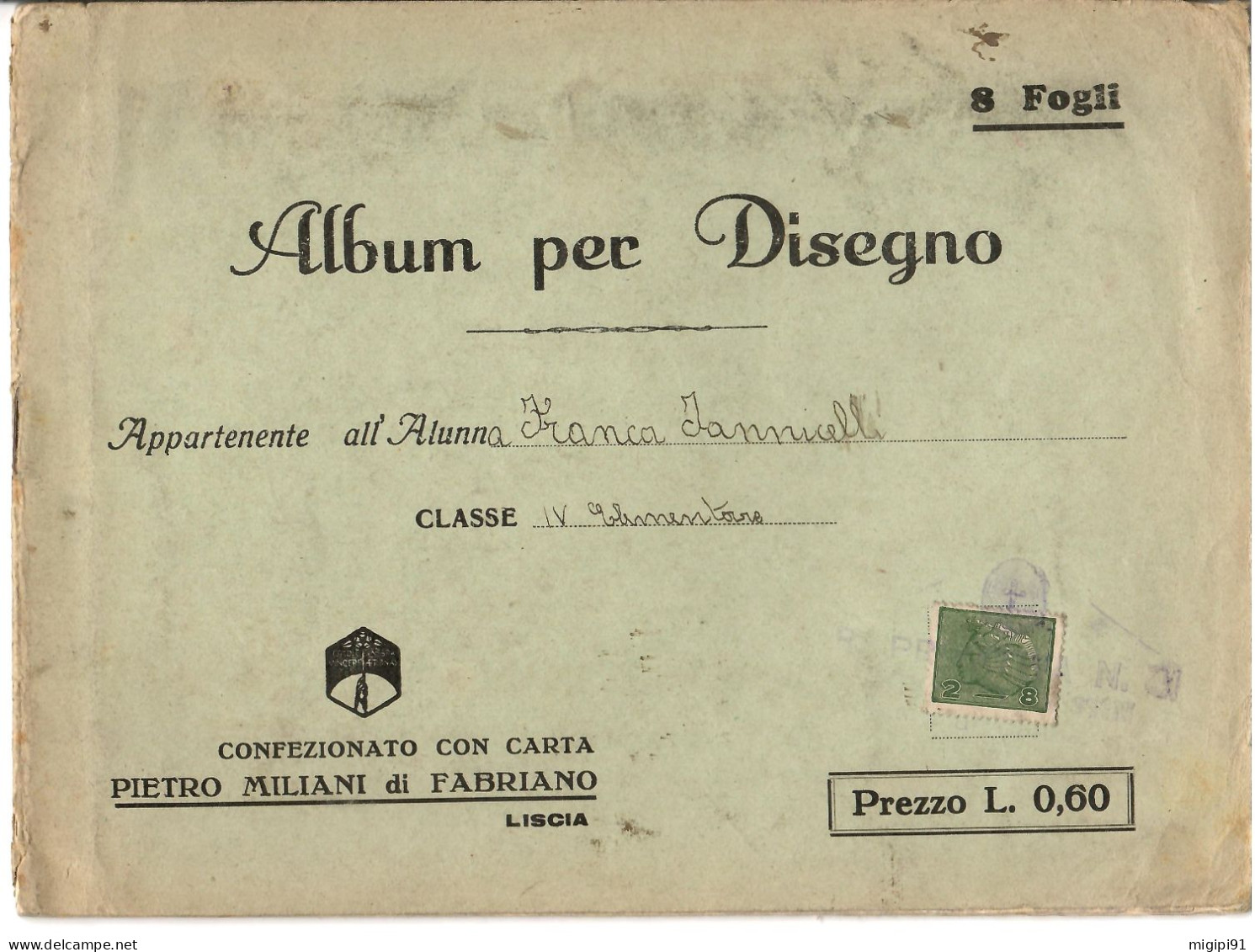§ Album Per Disegno Con Carta PIETRO MILANI Di FABRIANO-COOPERATIVA DI PRODUZIONE E LAVORO FRA CIECHI DI GUERRA§ § - Weltkrieg 1914-18