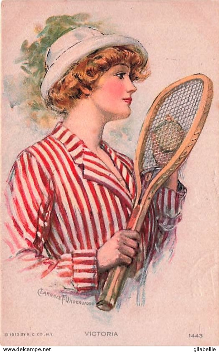Illustrateur Signé Clarence Underwood - Victoria - Jeune Femme Au Tennis -1910 - Underwood, Clarence F.