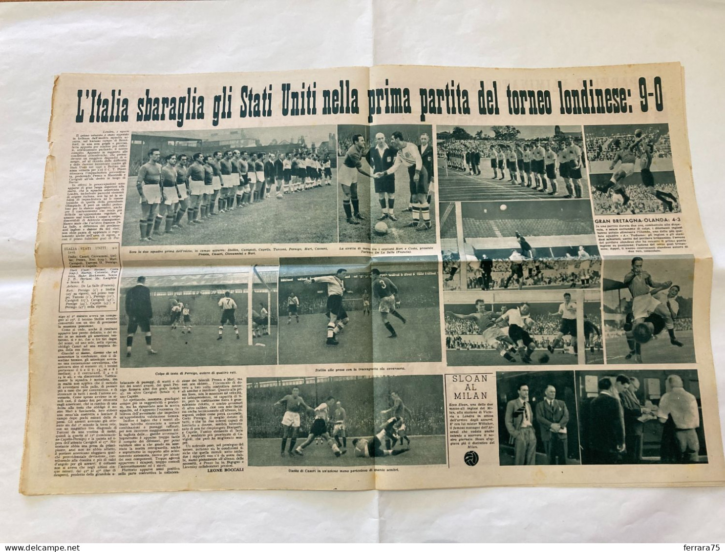 IL CALCIO ILLUSTRATO LA NAZIONALE- ITALIA-USA-OLIMPIADI LONDRA N.33 1948. - Sports