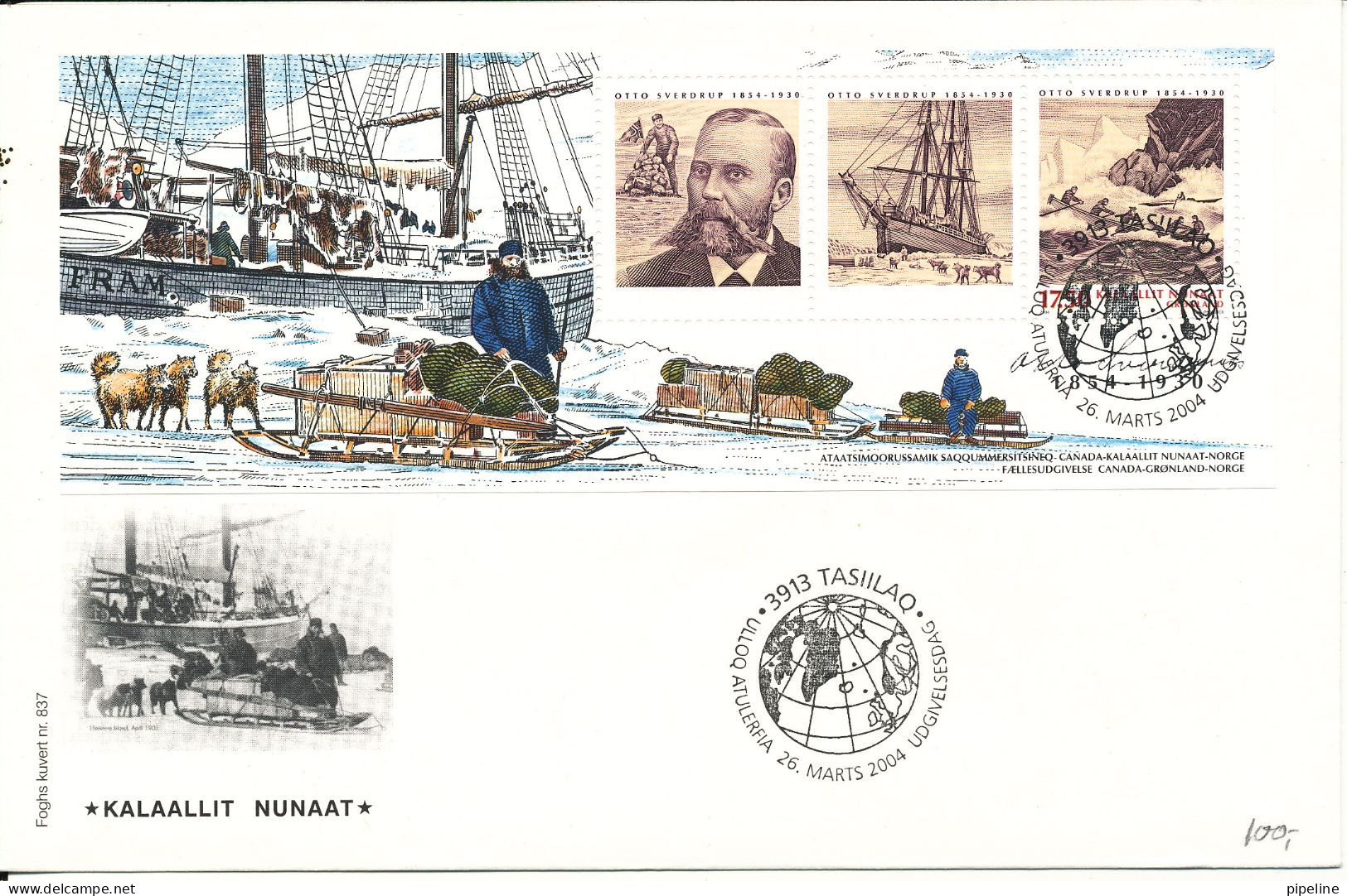 Greenland FDC 26-3-2004 Expeditions II. 150 Year Of Norwegian Expeditioner Otto Sverdrup - FDC