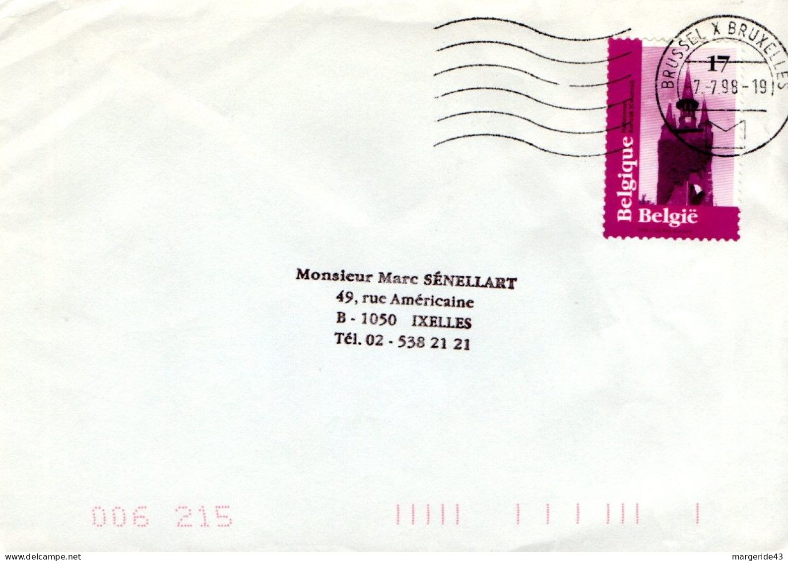 BELGIQUE SEUL SUR LETTRE 1998 - Storia Postale