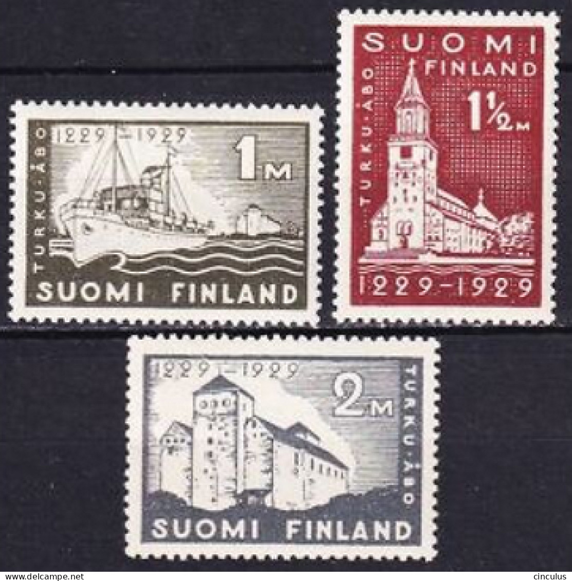 1929. Finland. 700th Anniversary Of Turku. MH/MNH. Mi. Nr. 140 (MH), 141-42 (MNH) - Nuovi