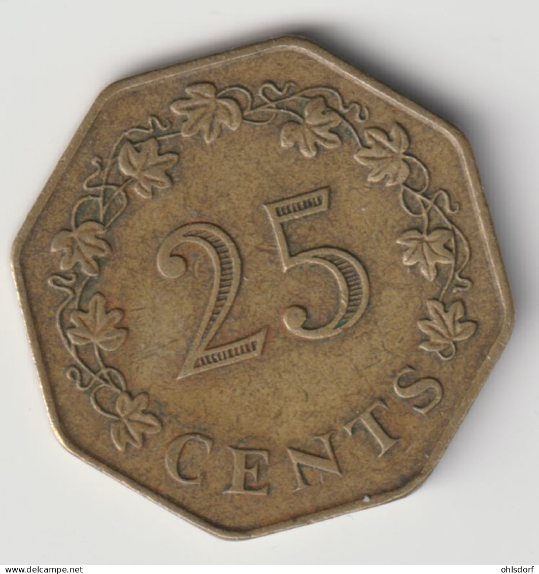 MALTA 1975: 25 Cents, KM 29 - Malte