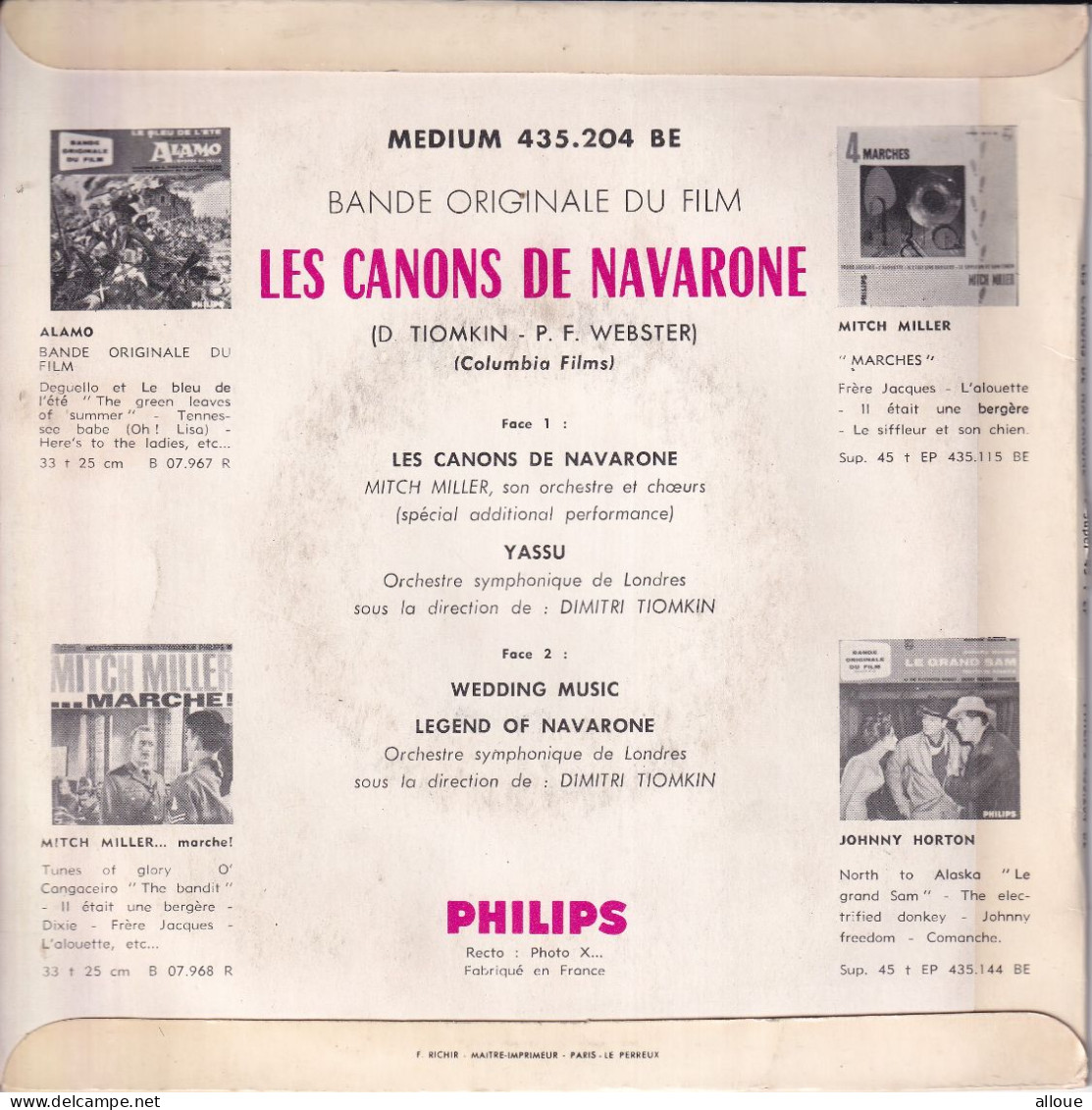 LES CANONS DE NAVARONE (BO DU FILM)  - FR EP - GREGORY PECK - DAVID NIVEN - ANTHONY QUINN - Música De Peliculas