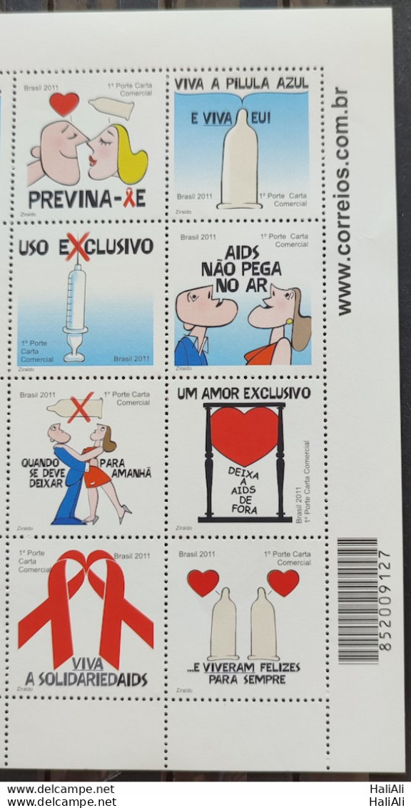 C 3158 Brazil Stamp AIDS Prevention Campaign Health 2011 Bar Code - Unused Stamps