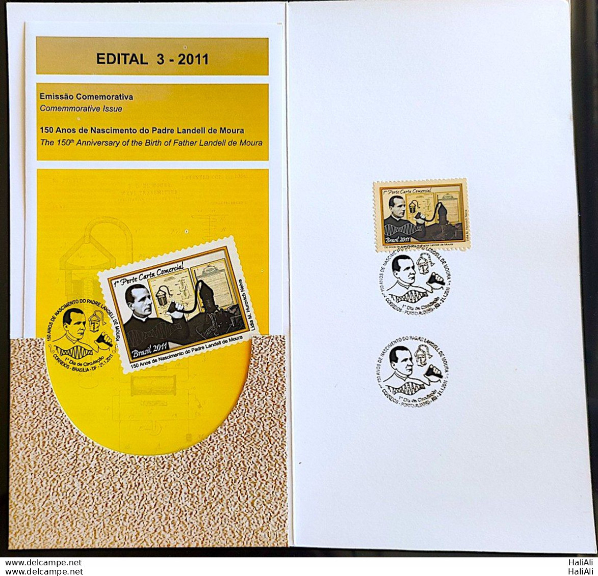 Card Brazil Stamp Priest Landell De Moura Edital And Handstamp CBC 2011 - Unused Stamps