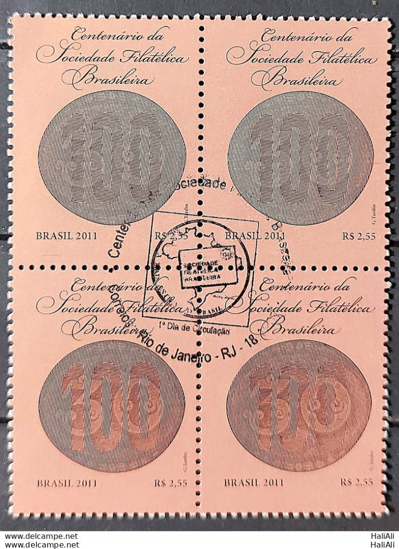 C 3154 Brazil Stamp Brazilian Philatelic Society Bull's Eye 2011 Block Of 4 CBC RJ - Unused Stamps