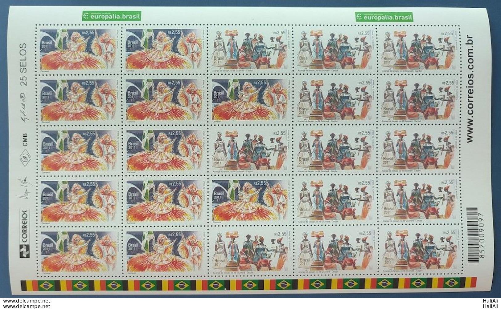 C 3150 Brazil Stamp Diplomatic Relations Belgium Carnival Arte Flag 2011 Sheet - Unused Stamps