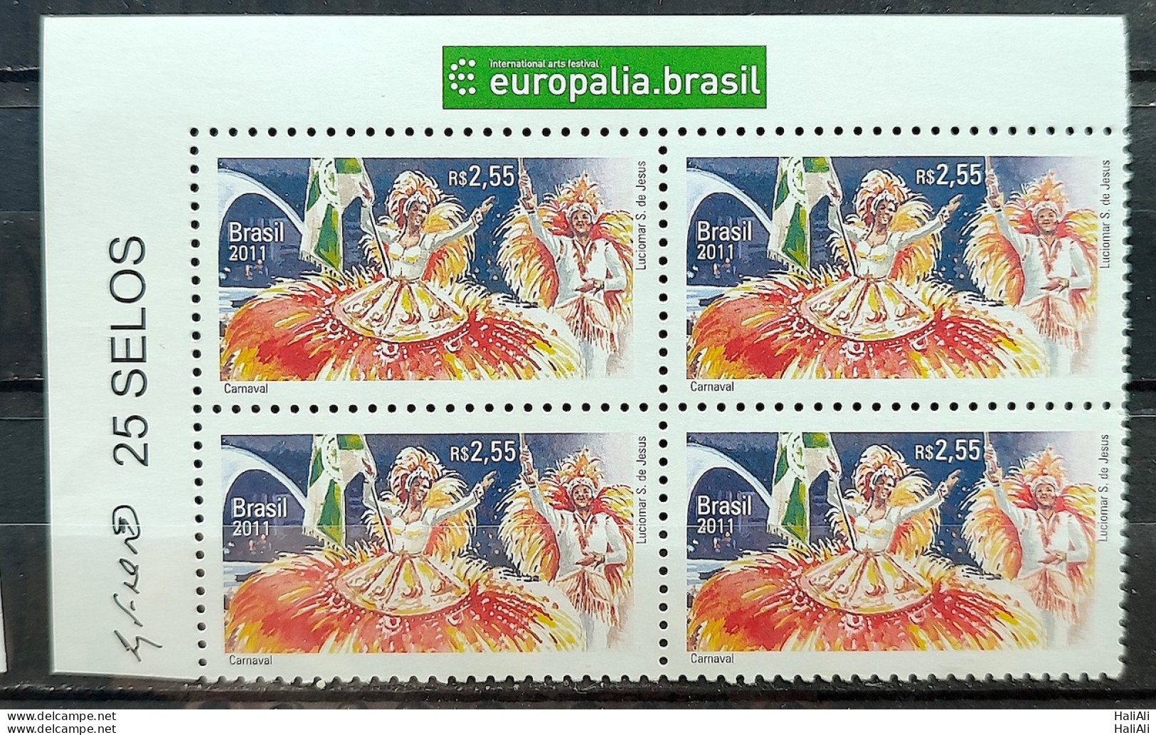 C 3150 Brazil Stamp Diplomatic Relations Belgium Carnival Art 2011 Block Of 4 Vignette Europalia - Unused Stamps