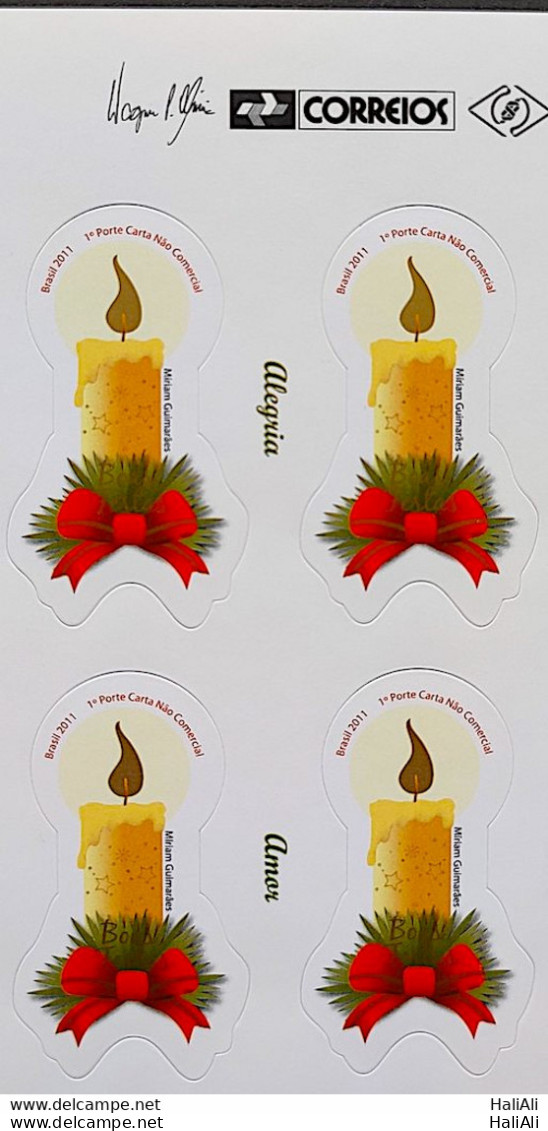 C 3138 Brazil Stamp Christmas Candles Religion 2011 Block Of 4 Vignette Correios - Unused Stamps