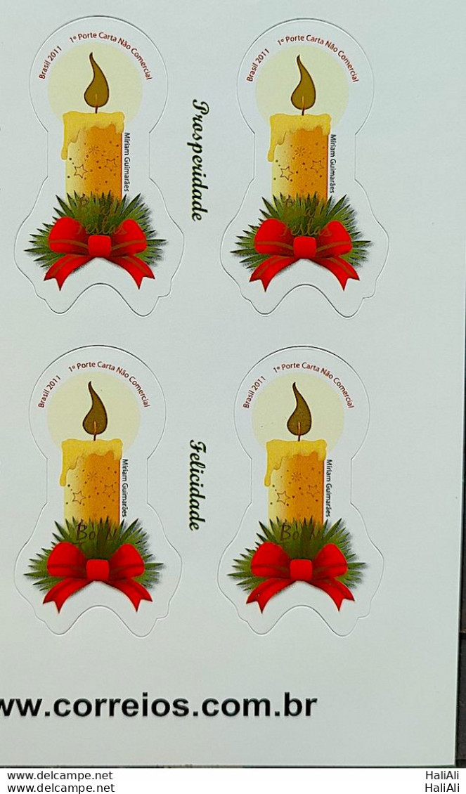 C 3138 Brazil Stamp Christmas Candles Religion 2011 Block Of 4 Vignette Site - Neufs