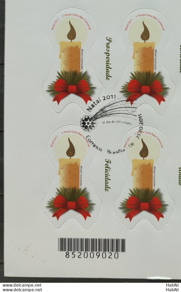 C 3138 Brazil Stamp Christmas Candles Religion 2011 Block Of 4 CBC Brasilia Barra Codigo - Unused Stamps