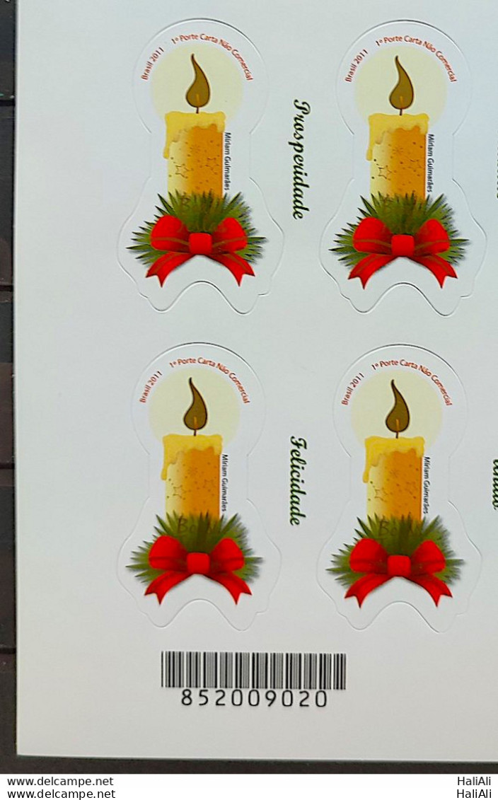 C 3138 Brazil Stamp Christmas Candles Religion 2011 Block Of 4 Bar Code - Unused Stamps