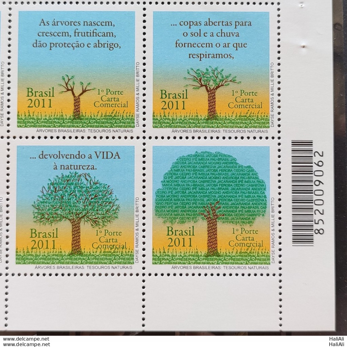 C 3125 Brazil Stamp Brazilian Trees National Treasures 2011 Bar Code - Neufs