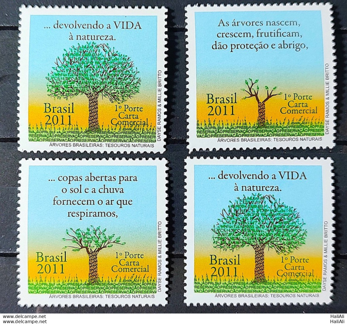 C 3125 Brazil Stamp Brazilian Trees National Treasures 2011 Complete Series Separated - Neufs