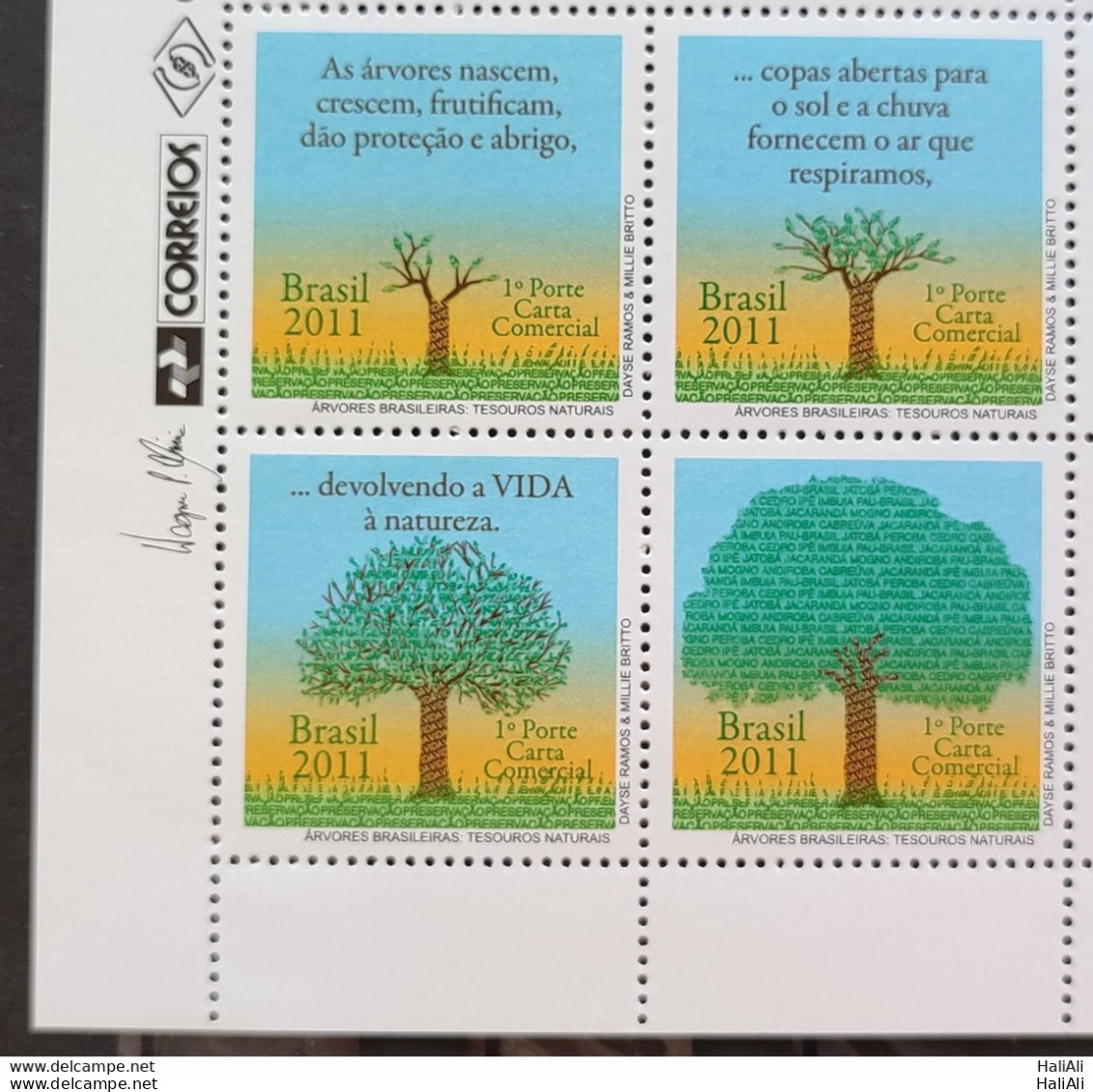 C 3125 Brazil Stamp Brazilian Trees National Treasures 2011 Vignette Correios - Neufs