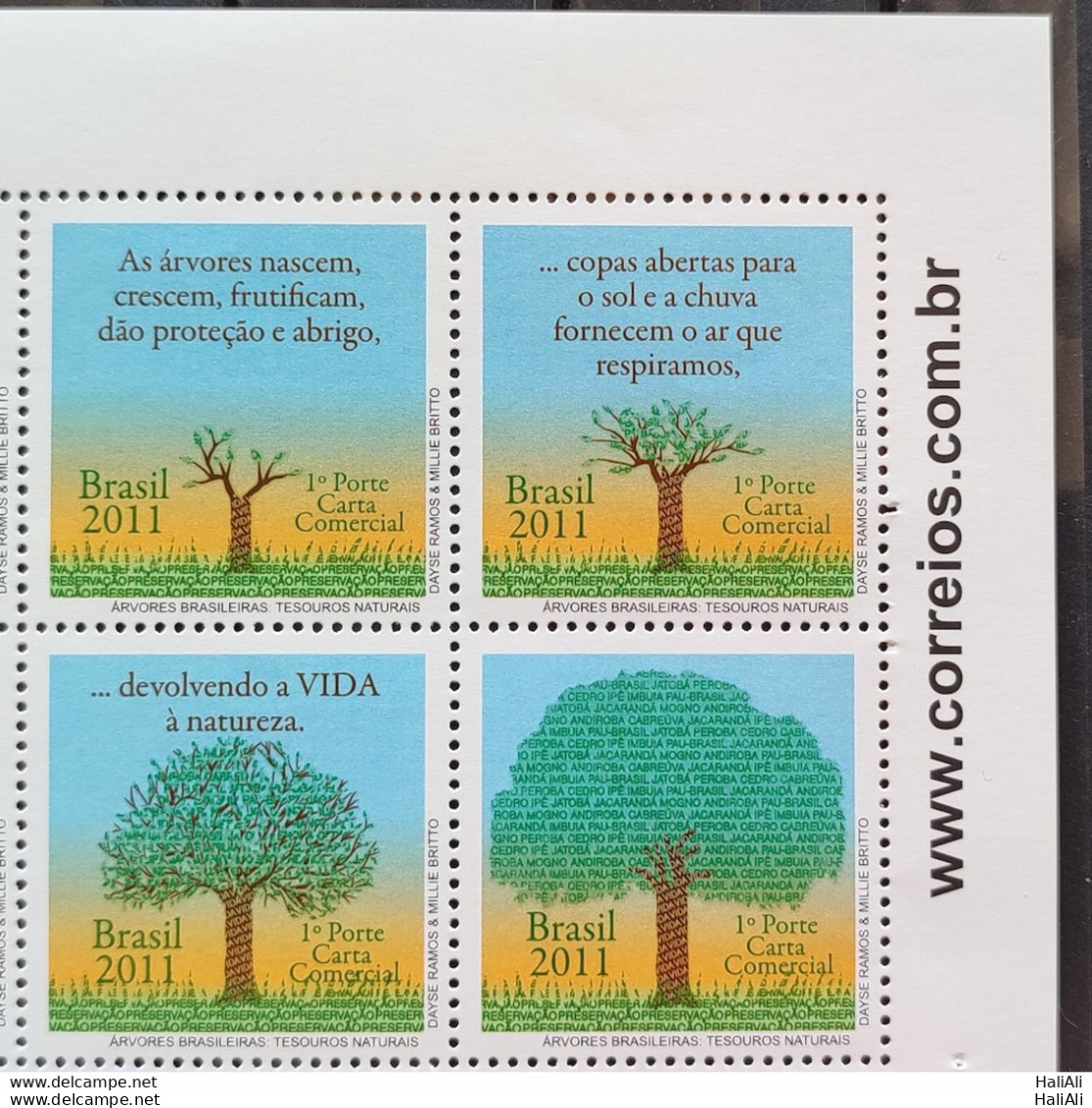 C 3125 Brazil Stamp Brazilian Trees National Treasures 2011 Vignette Site - Nuovi