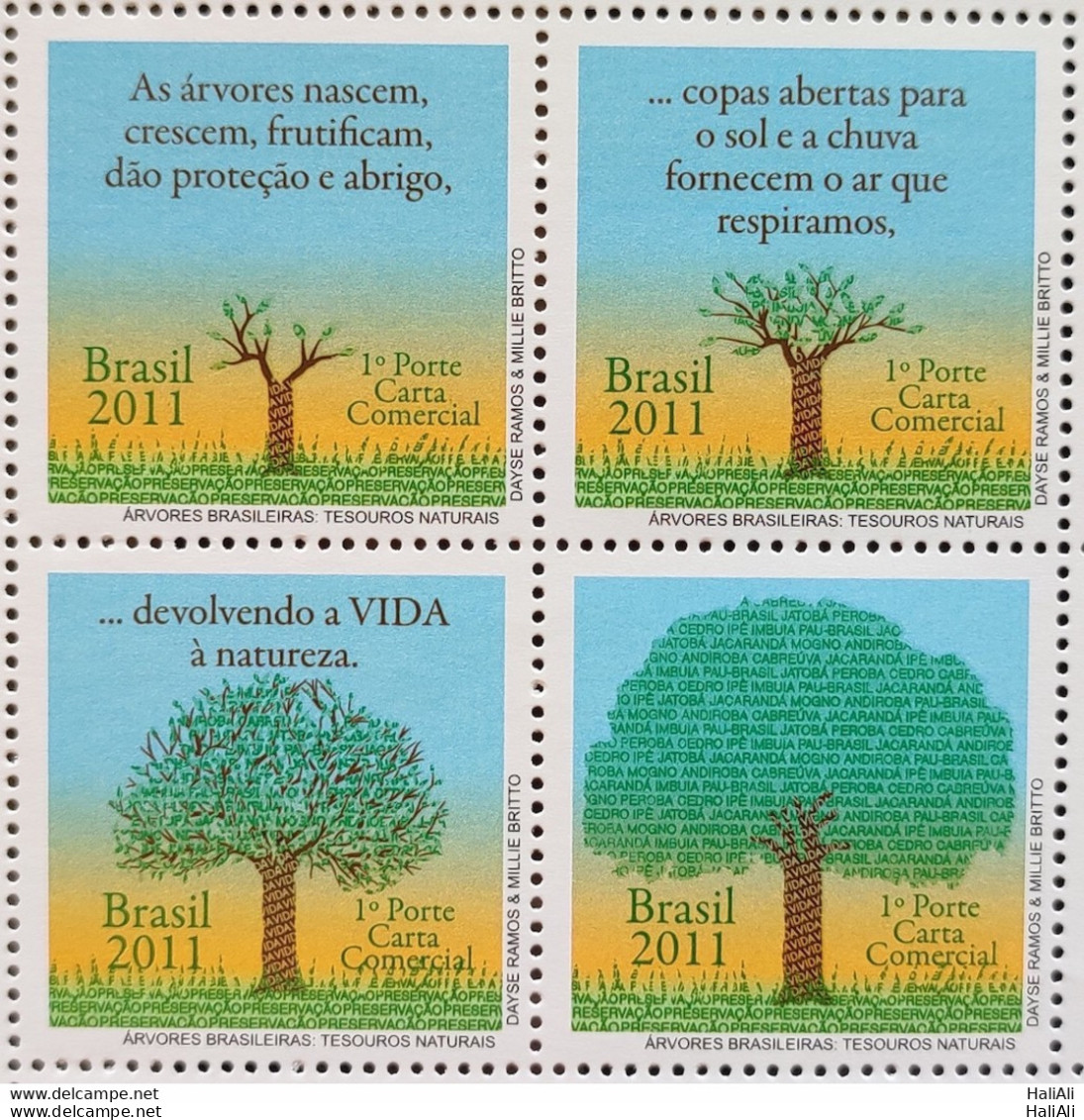 C 3125 Brazil Stamp Brazilian Trees National Treasures 2011 Setenant - Ungebraucht