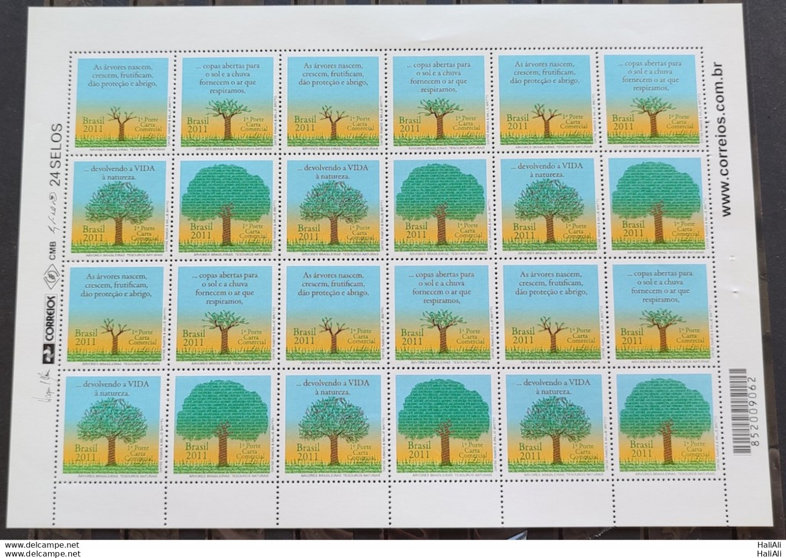 C 3125 Brazil Stamp Brazilian Trees National Treasures 2011 Sheet - Unused Stamps