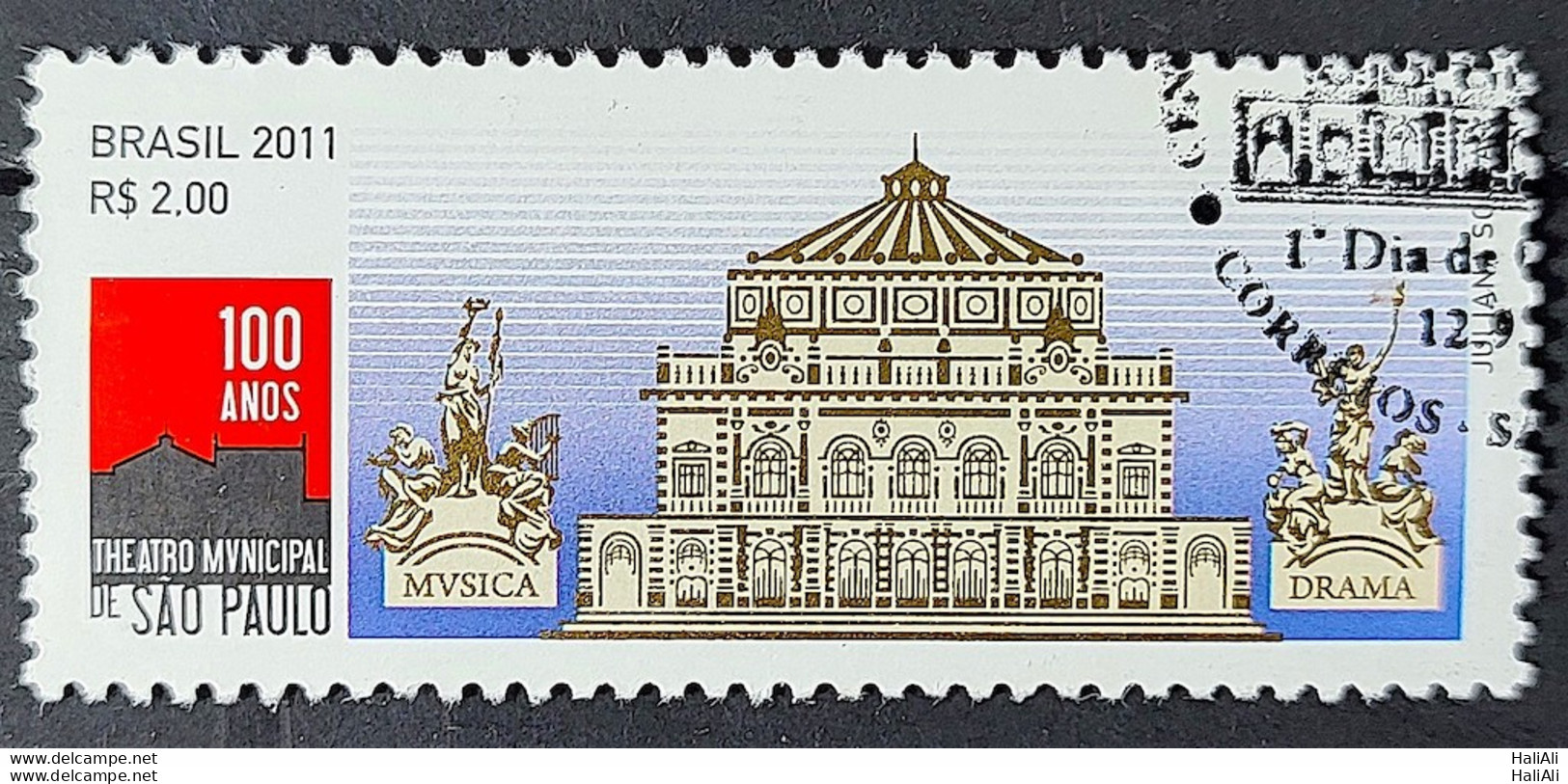C 3112 Brazil Stamp Theater Sao Paulo Architecture 2011 Circulated 1 - Usados