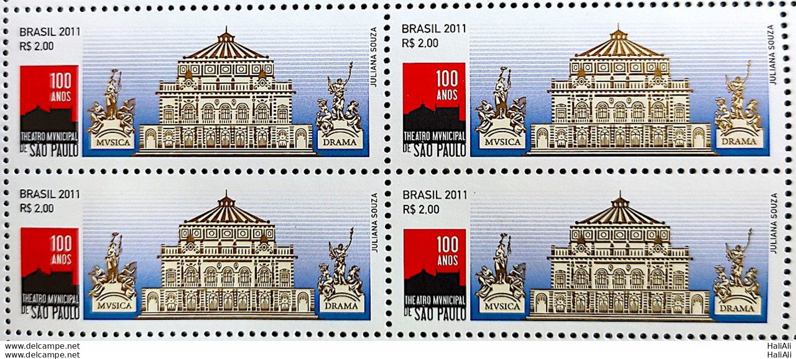 C 3112 Brazil Stamp Theater Sao Paulo Architecture 2011 Block Of 4 - Unused Stamps