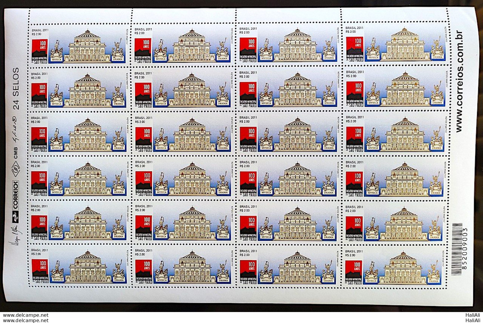 C 3112 Brazil Stamp Theater Sao Paulo Architecture 2011 Sheet - Unused Stamps