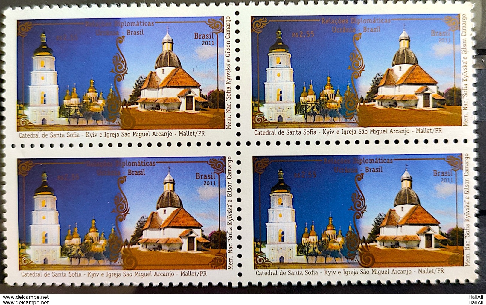 C 3110 Brazil Stamp Diplomatic Relations Ukraine Church Religion 2011 Block Of 4 - Unused Stamps