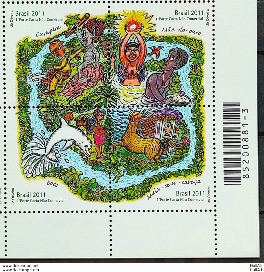 C 3102 Brazil Stamp Legends Of Brazilian Folklore Boto Indian Curupira Brapex 2011 Bar Code - Nuovi