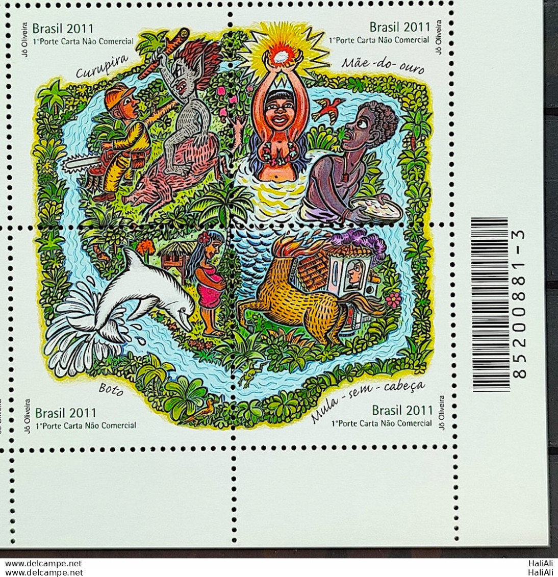 C 3102 Brazil Stamp Legends Of Brazilian Folklore Boto Indian Curupira Brapex 2011 Bar Code - Unused Stamps