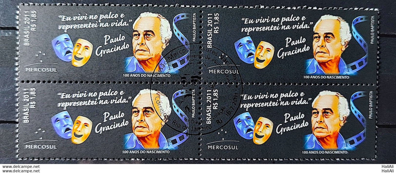 C 3100 Brazil Stamp Paulo Gracindo Actor Theater Cinema TV 2011 Block Of 4 CBC RJ - Unused Stamps