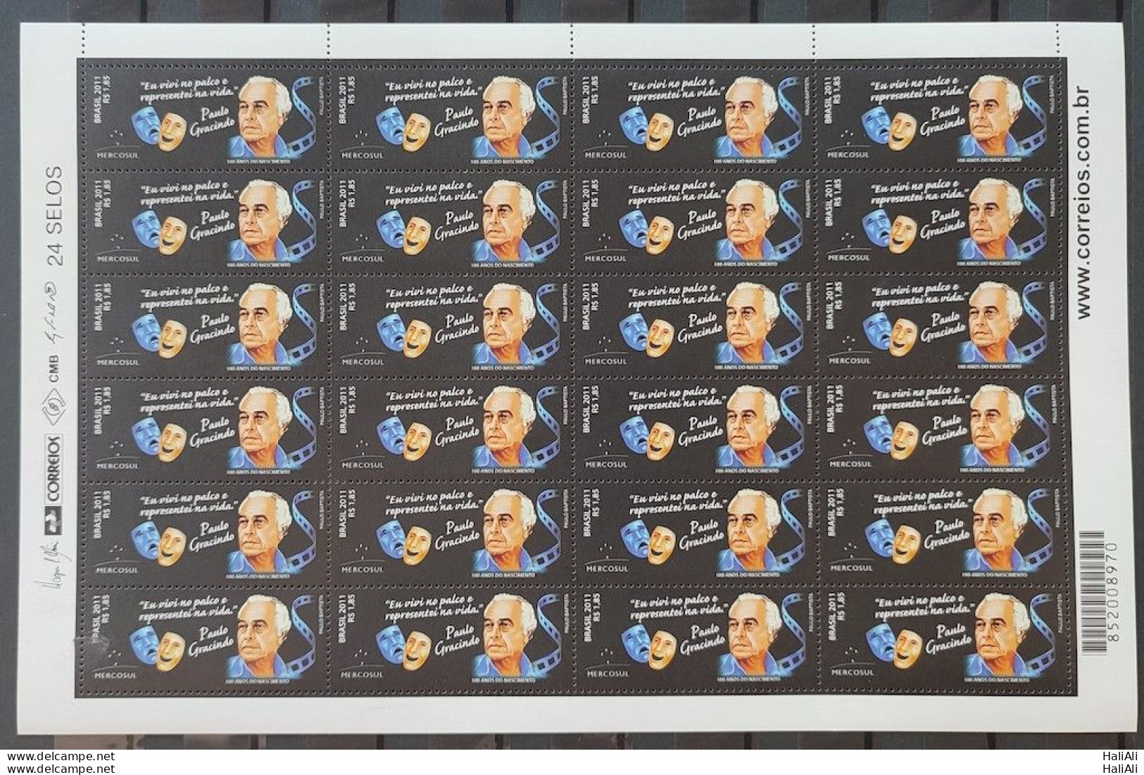 C 3100 Brazil Stamp Paulo Gracindo Actor Theater Cinema TV 2011 Sheet - Unused Stamps