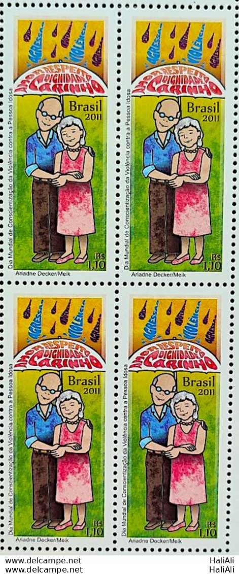 C 3094 Brazil Stamp Awareness Violence Against The Elderly 2011 Block Of 4 - Nuevos