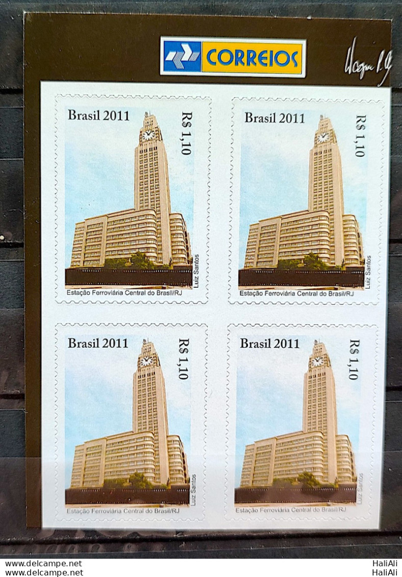 C 3087 Brazil Stamp Light Station Railroad Train 2011 Block Of 4 Vignetta Correios - Neufs