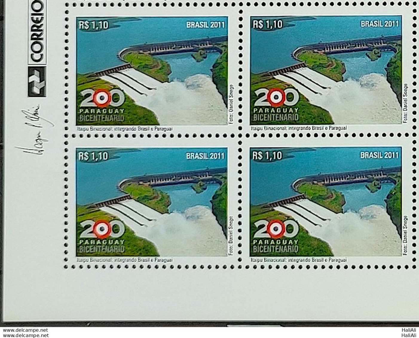 C 3088 Brazil Stamp Diplomatic Relations Paraguay Itaipu Energy Hidreletic 2011 Block Of 4 Vignette Correios - Neufs